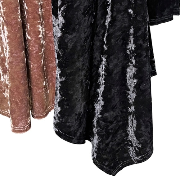 IC By Connie K Collection Brown Black Crushed Velvet Asymmetric Tunic Top L NWT - Picture 7 of 12